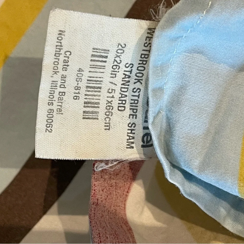 Crate & Barrel Westbrook Stripe Duvet Cover and Sham Full/Queen